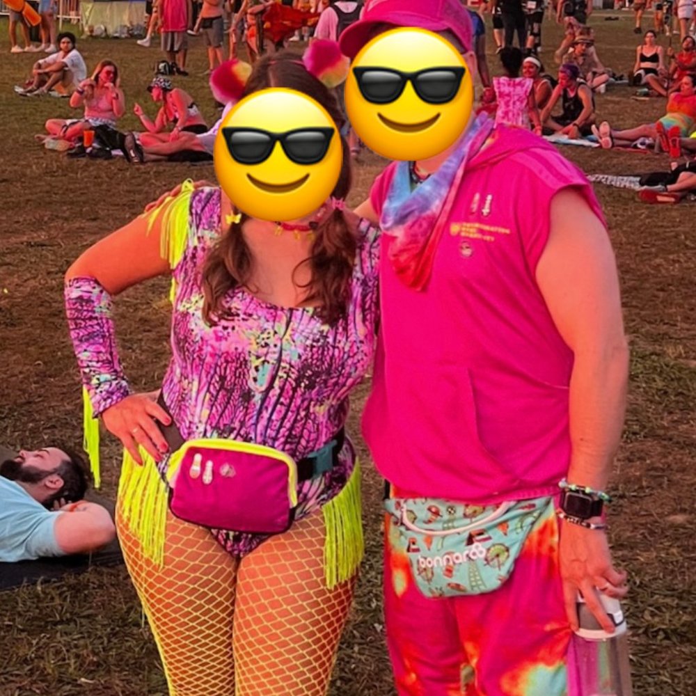 Custom Neon Rave Bodysuit with Fringe with Gloves Festival - Size 12/14